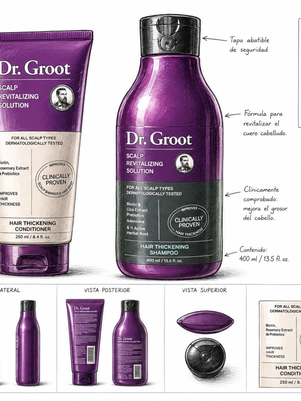 Purple Scalp Revitalizing Hair Thickening Shampoo for Men